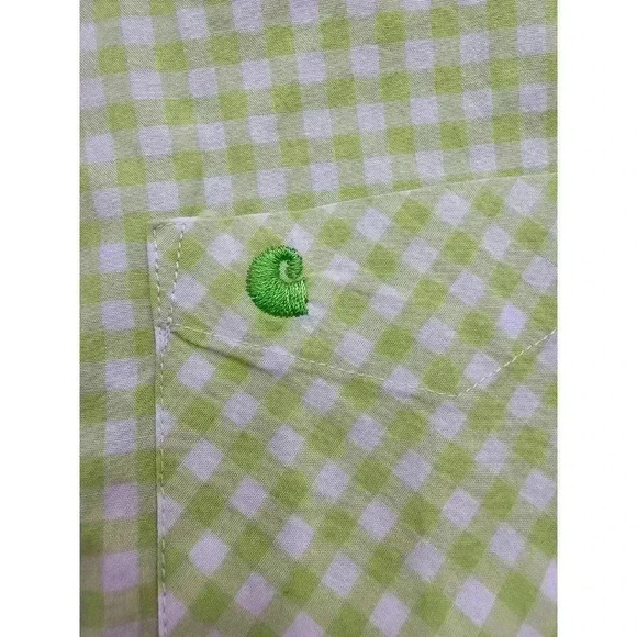 Carhartt Women's Size M Green and White Plaid Button-up Short Sleeve Shirt - Picture 4 of 7
